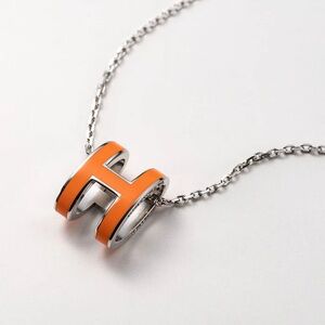 Hermes Orange and Silver Necklace